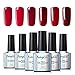Wine Red UV LED Nail Polish Gel 6pcs Soak Off Nail Art Kit Goregous Manicure Lacquer Varnish Gift Set FairyGlo 10ml 008