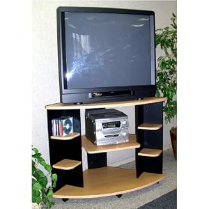 4D Concepts Corner TV DVD Cart, Black Beech by