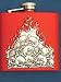 Red Coated Stainless Steel Flask Pile of Skulls Design, Red Crystal Eyed Flaming Skulls Hip Flask ,Rocker Chic