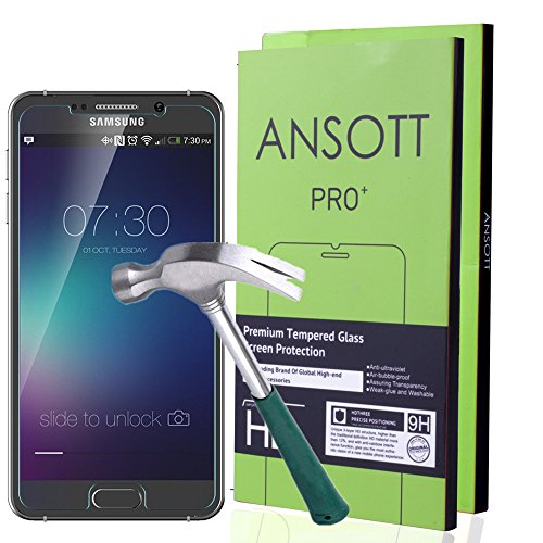 (2 Pack) Galaxy Note 5 Screen Protector, ANSOTT Premium Tempered Glass 0.26mm Anti-scratch,Bubble Free,Explosion-proof ,Pressure-resistant 9h Hardness Screen Protector for Samsung Galaxy Note 5