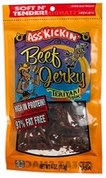 Ass Kickin' Beef Jerky Teriyaki, 4-Ounce Bags (Pack of 6)