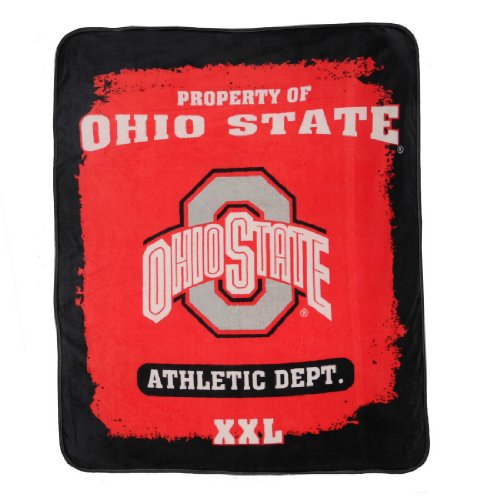 NCAA Ohio State Buckeyes Super Soft Plush Thermal Blanket / Fleece Couch Throw - Red & Black