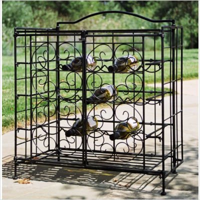 PTC Home & Garden Bottle Folding Wine Cage, Pewter