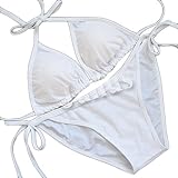 視線くぎづけ♪ビーチ姫セクシー三角ビキニ/胸パッド入/フルバック/水着/白ホワイト【Julius】