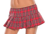 Red Pleated School Girl Mini Skirt