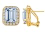 7.25 cttw 14K Yellow Gold Plated 925 Sterling Silver and Lab Created Emerald Cut Aquamarine Earrings - Gold Plated Silver
