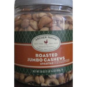 Archer Farms Roasted Jumbo Cashews Unsalted 30oz by Archer Farms