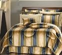 Laura Striped Jacquard Oversized / Overfilled Bed In a Bag Comforter Set Navy / Gold