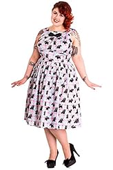 Flared-Skirt Cotton/Elastane Checkered Print Plaid Print Polka Dot Print   Dress With a Bow(s)