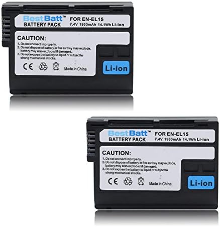 BestBatt 1900mAh Replacement Battery for Nikon EN-EL15 (Pack of 2)