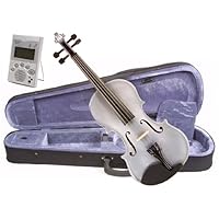 Music Basics Violin Complete Kit with Free Tuner - Silver 4/4 Full Size (VLN-12-Silver 4/4)