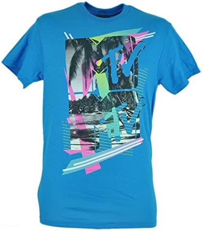 MTV Music Television TV Channel Beach Scene Graphic Turquoise Tshirt Tee 2XLarge