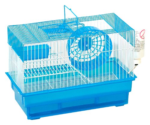 Blue Ribbon 2 Level Small Animal Cage 11 Inch by 14 Inch by 10 1 2 Inch White Blue