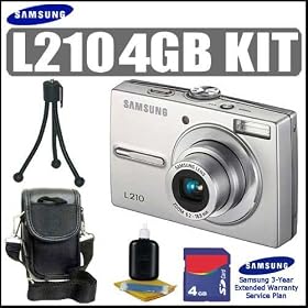 Samsung L210 10.1MP 3X Digital Camera Silver Plus 4GB Accessory Outfit With Samsung 3 Year Warranty