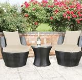 Stacking Black Outdoor Rattan 2 Seat Egg Set