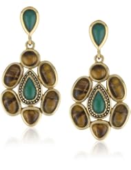 Barse "Imperial" Green Onyx Tigers Eye Post Earrings