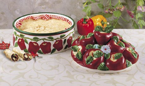 RED APPLE 3D Ceramic Tortilla Holder Warmer Apples NEW