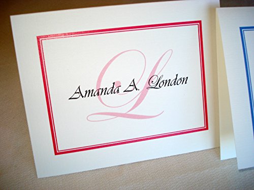 50 Personalized Note Cards with Initial Plus Full Name. Set of 50 Folding Cards with Matching Envelopes. A Great Personalized Gift!