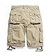 OCHENTA Men's Cotton Casual Multi Pockets Cargo Shorts #3231 khaki 33