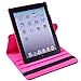 HDE Rotating iPad Case Magnetic Folding Leather Cover Folio Flip Stand for Apple iPad 2 iPad 3 iPad 4 (Pink Cartoon)
