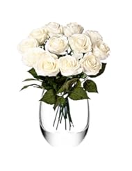 Home: Feyarl? 12-Piece 17.4 inch Premium Material Real Touch Artificial Flowers Roses for Wedding Party (Vase is not included) - (White) - Feyarl