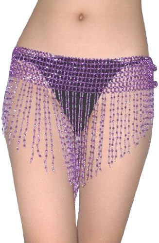 Womens Sexy Exotic Stretchy Belly Dance Skirt / Belt with Beads - Purple