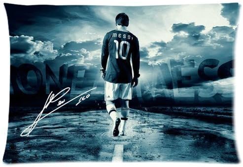 Sweety Heart Custom Football Messi Walking To The Field Pillowcase Soft Zippered Throw Pillow Cover Cushion Case Covers Fasfion Design Two Sides Printed