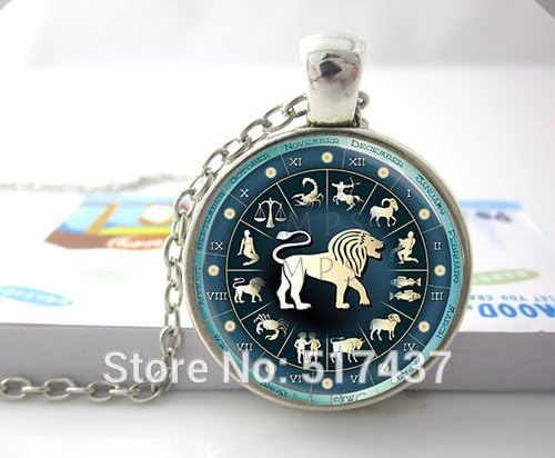 Pretty Lee Hot Glass Dome Jewelry - Leo Necklace Zodiac Jewelry Astrological Sign Lion July August Birthday Astrology Art Pendant Necklace