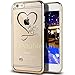 iPhone 7 Plus Case,Double-Lin Mini Love Heart Glitter Bling Crystal Rhinestone Diamonds Clear Rubber Plating Frame TPU Soft Silicone Bumper Case Cover for iPhone 7 Plus Gold