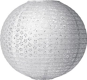 Luna Bazaar Eyelet Paper Lantern, Clip-On Lamp Shade (8-Inch, White) - Hanging Paper Decorations - For Home Decor, Parties, and Weddings