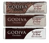 Godiva Chocoiste Sugar Free Chocolate Bar Milk, Dark & Milk with Almonds 6 Pack Assortment