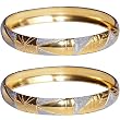 Gold And Rodium Plated Bangle Bracelets Pair Costume Jewelry in Indian-Style 2.25 inches