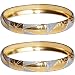 Gold And Rodium Plated Bangle Bracelets Pair Costume Jewelry in Indian-Style 2.25 inches