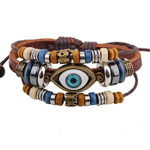 Ysiop men women retro leather bracelet bohemia pu braid…