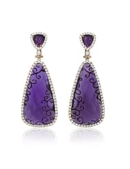 Diamond and Purple Amethyst 18k Rose Gold Dangle Earrings