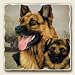 Coaster Set ~ German Shepherd ~ 4 Tumbled Stone Drink Coasters