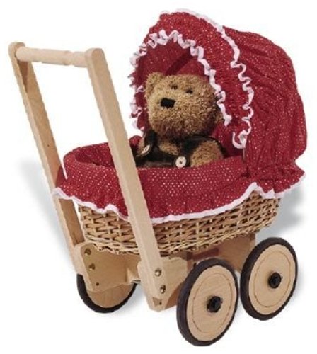 Pinolino 268305-5 - Korbpuppenwagen Mona, komplett mit Bettzeug P&uuml;nktchen rot Preisvergleich