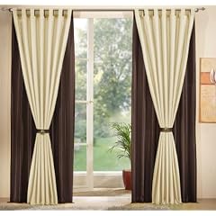Gardinen Set, 2 x Deko Taft Vorhang, Schlaufen, 245x140, Braun, 2 x Deko Taft Vorhang, Schlaufen, 245x140, Creme, 2031020310