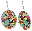 Big, Bold & Bright! Turquoise & Semiprecious Stone & Crystal Oval Dangle Earrings by DaVinci