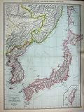MAP c1890 JAPAN KOREA SAKHALIN RUSSIA SIBERIAN RAILWAY