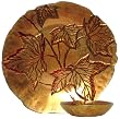 Gold and Red Glass Chip 14"D and Dip 7"D Set with Leaf Design