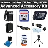 16GB Accessory Kit For Panasonic Lumix DMC-ZS7 DMC-ZS10, DMC-ZS8 Digital Camera Includes 16GB High Speed SD Memory Card + Hard Case + Extended Replacement Panasonic DMW-BCG10 (1200 mAH) Battery + AC/DC Charger + LCD Screen Protectors + Mini HDMI Cable