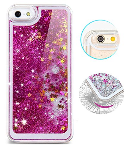 iPhone 6 Case, iPhone 6S Case, Hundromi Luxury Bling Glitter Sparkle Hybrid Bumper Case with Liquid Infused with Glitter and Stars For Iphone 6/Iphone 6S - Purple