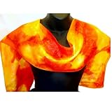 ArtisanStreet's Hand Painted China Silk Scarf. Features Golden Yellow and Red Orange in a Mottled Design. One of a Kind. Signed By Artisan.