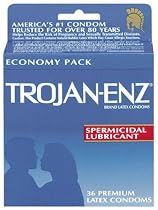 Trojan-Enz Latex Condoms, Spermicidal Lubricant, 36-Count Boxes (Pack of 2)