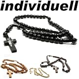 Pray® Kette Rosenkranz Halskette Holz - INKL. INDIVIDUELLER WUNSCH GRAVUR ! Farbauswahl 4 Modelle
