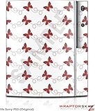 Sony PS3 Skin Pastel Butterflies Red on White