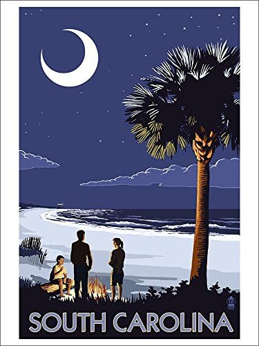South Carolina Palmetto Moon (9x12 Art Print Wall Decor)