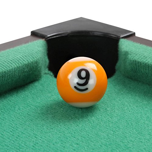 Imagen 4 de Jago - Mini mesa de billar móvil con accesorios (16 bolas, triángulo, 2 tacos y 2 tizas) - aprox. 70/37/21 cm