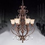 Designers Fountain 9146-AO 6 Light Chandelier with Crystal Drops San Mateo